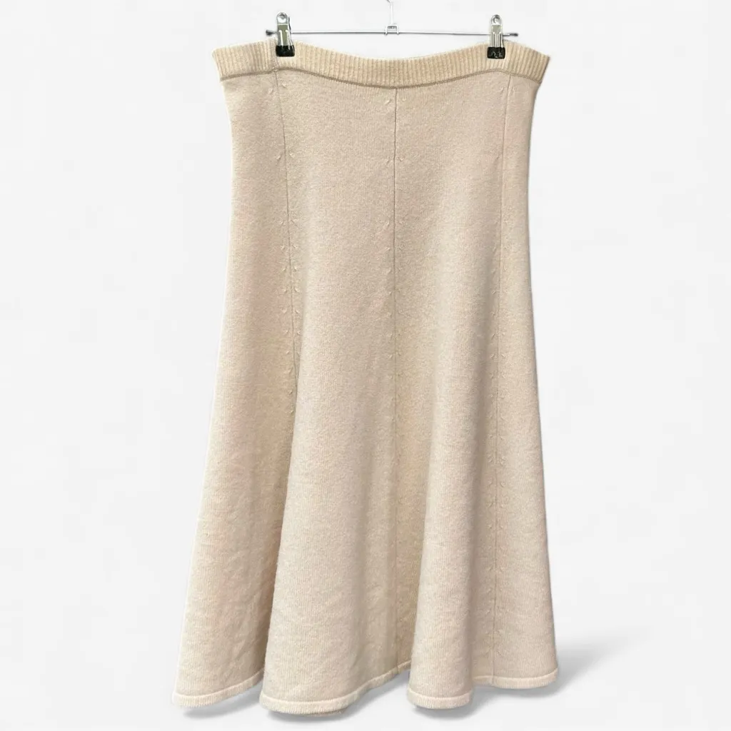 LoveShackFancy Cashmere Cream Midi Skirt Size 14/XXL - Image 4