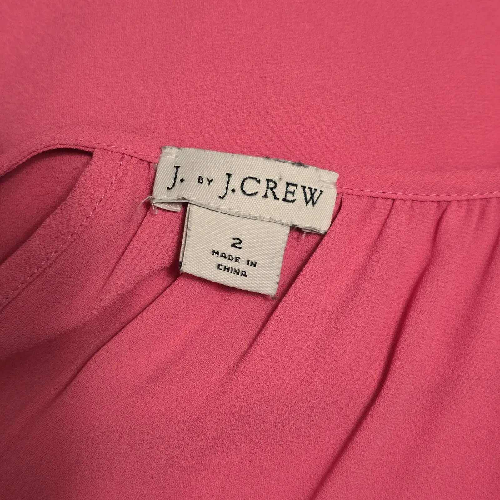 J by J Crew Pink Gathered Neck Long Sleeve Blouse Women Size 2 Preppy Feminine - Image 7
