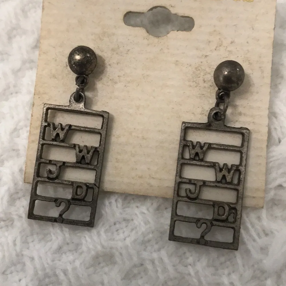 WWJD Silver Vintage Earrings What Would Jesus Do - Image 2