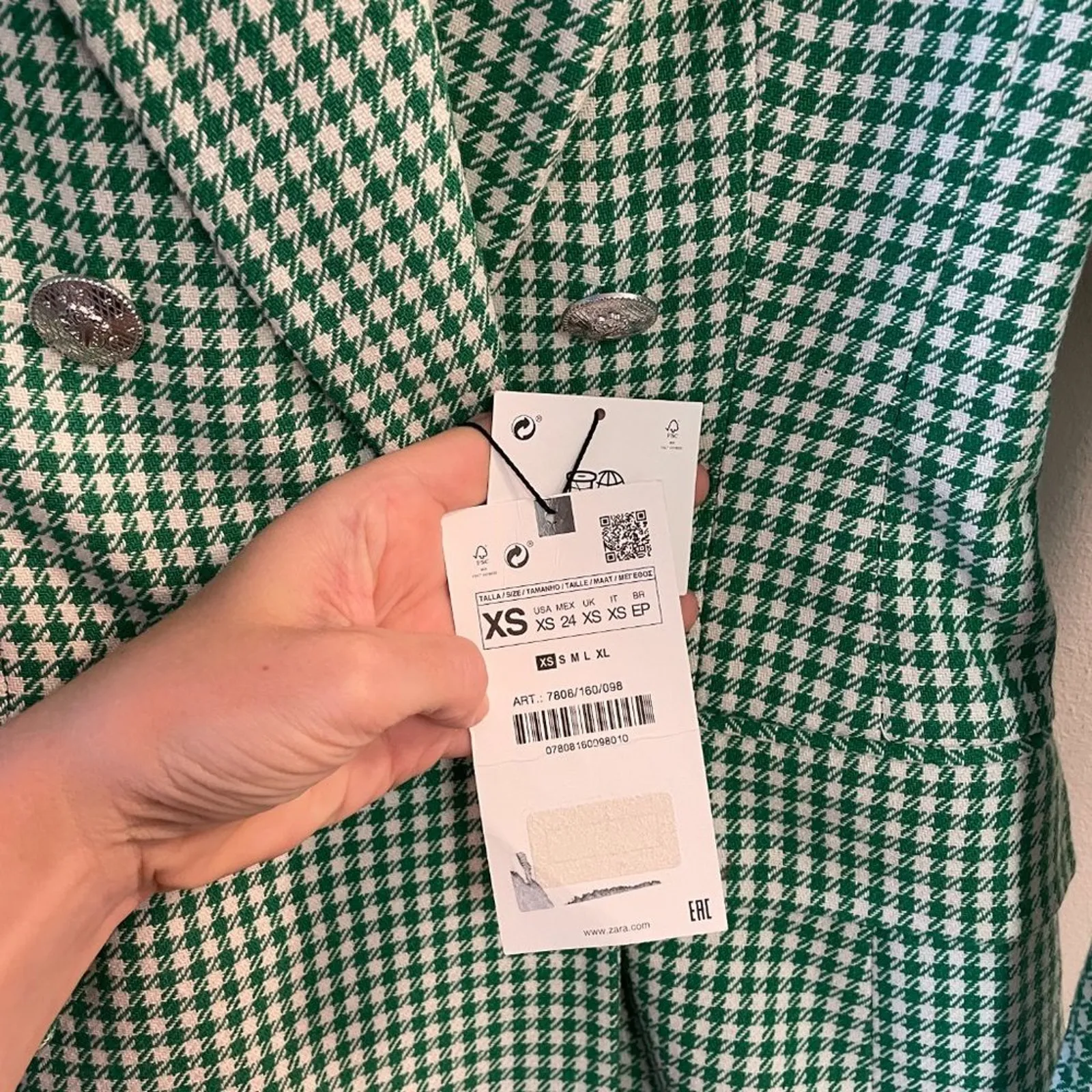 Zara Green Houndstooth Blazer - Image 9