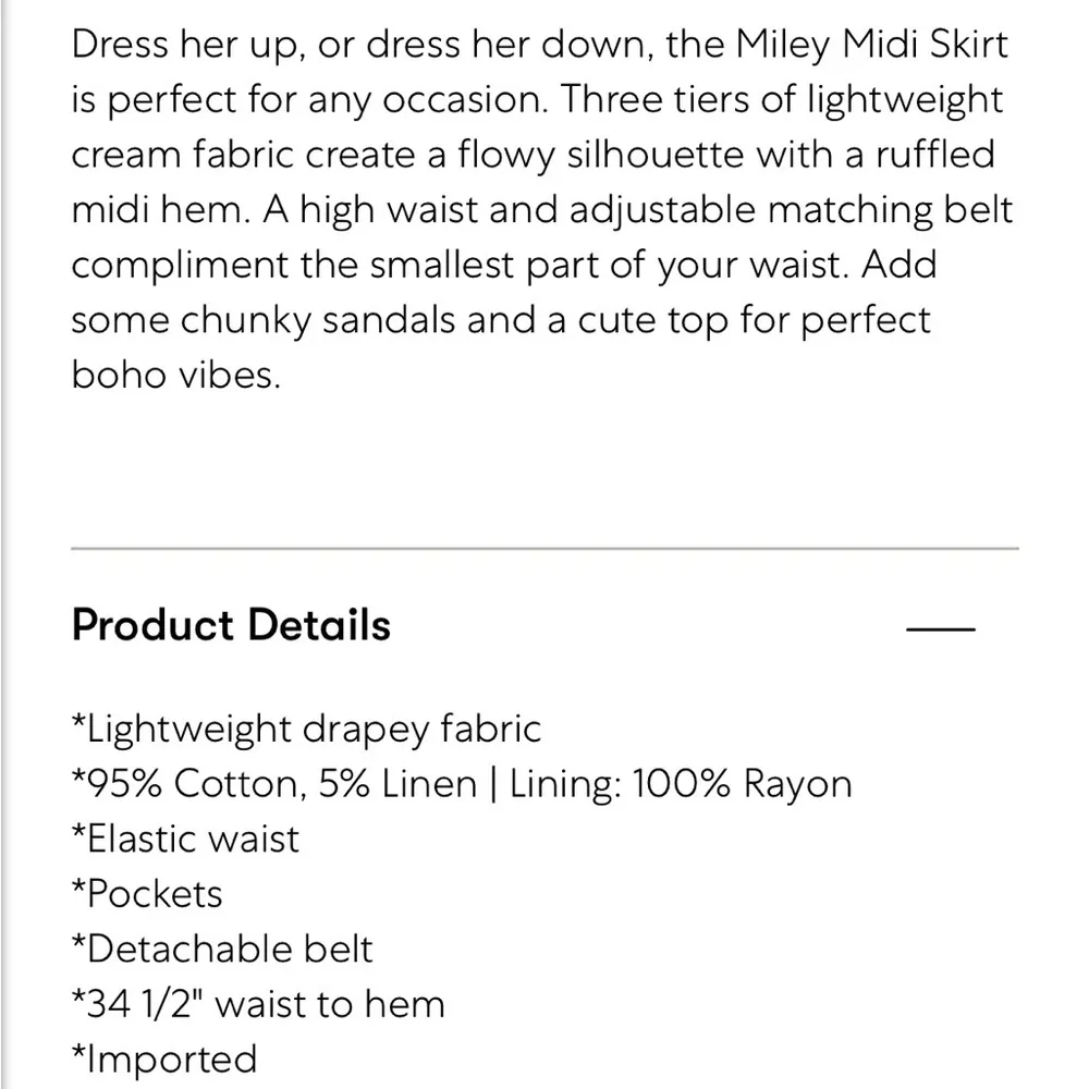 SMYM Show Me Your Mumu She Loves You Belted Miley Midi Cream Skirt Large NEW - Image 11