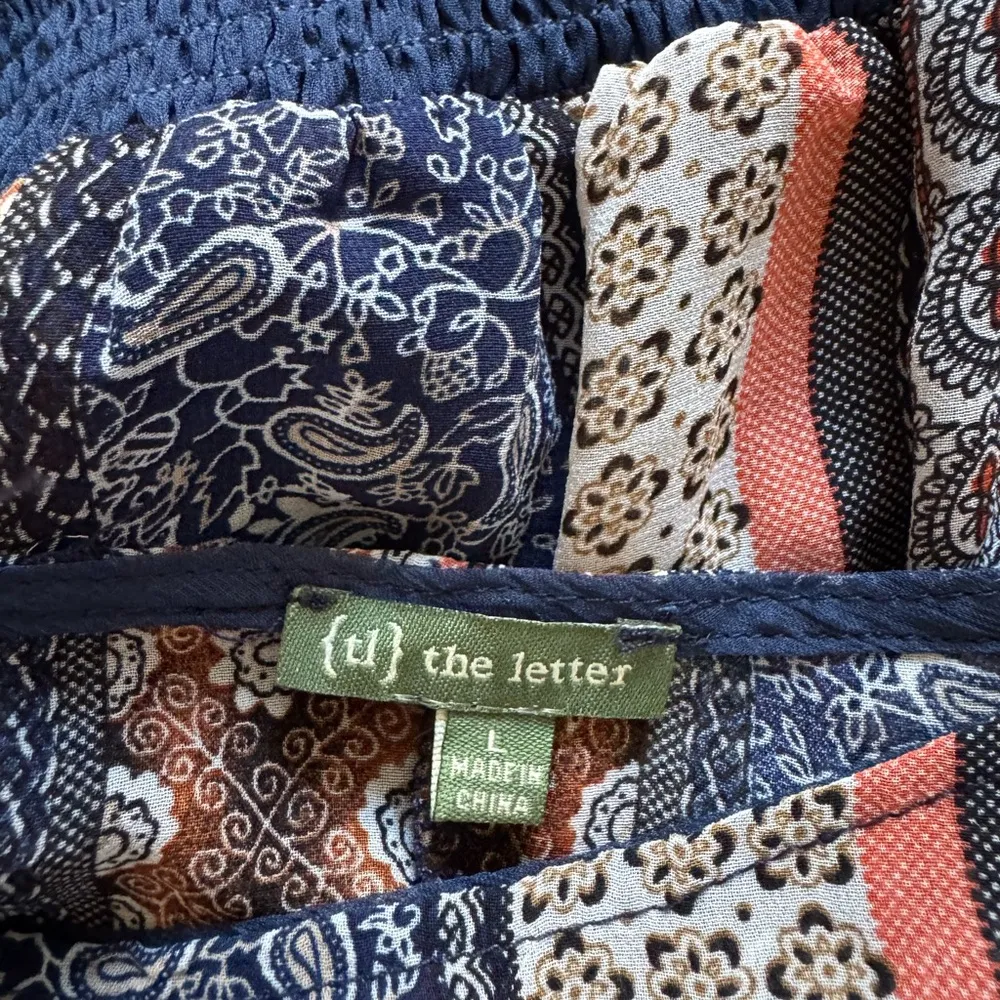 The Letter Loose Patterned Summer Dress Blue Size L - Image 3