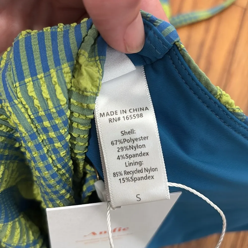 Andie The Lanikai One Piece‎ Swimsuit green blue plaid size S NWT - Image 8