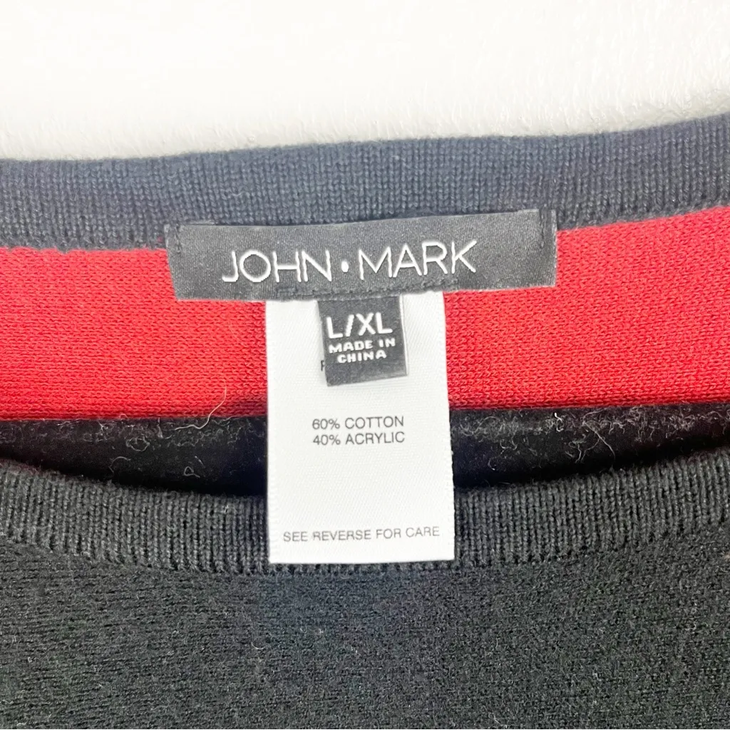 JOHN MARK Black And Red Print Oversized Poncho, Size L/XL - Image 3