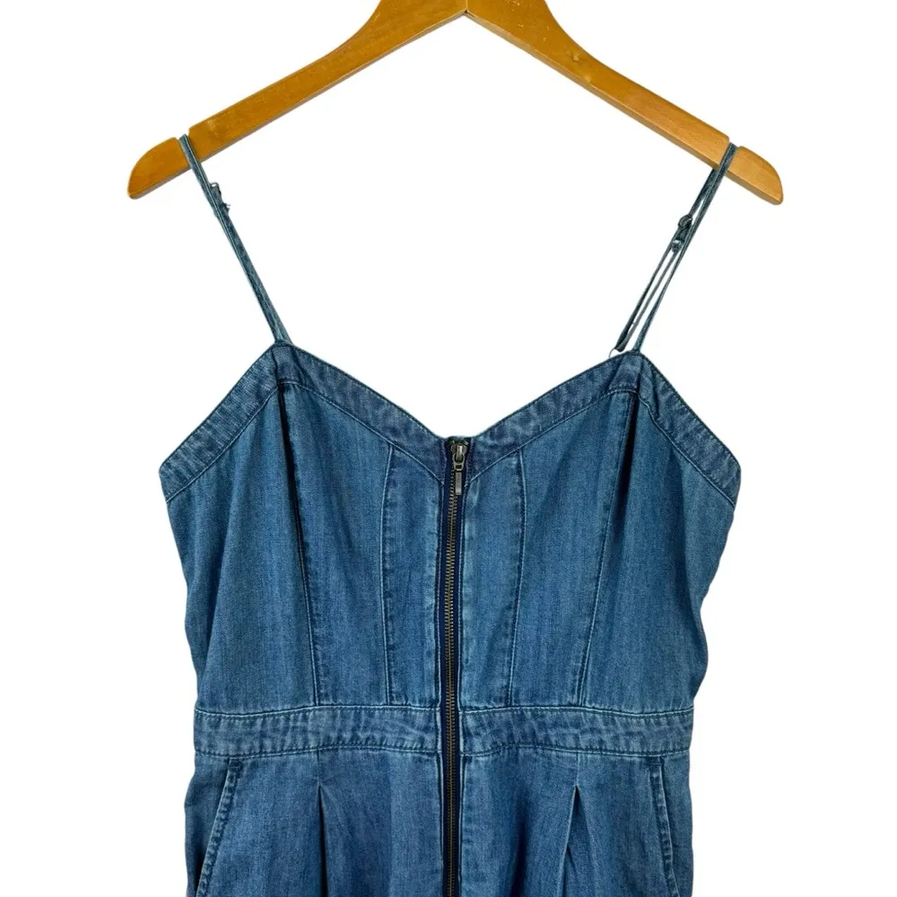 Pilcro and the Letterpress Anthropologie Denim Chambray Zip Front Jumpsuit 10 - Image 4