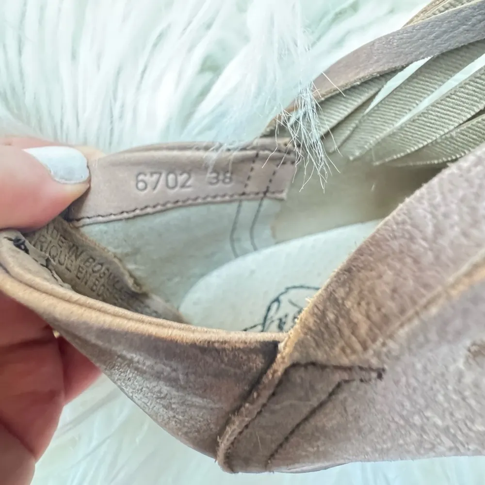 Free People “Lost Valley” Leather Ankle Boot Distressed Straps in Grayish Tan 38 - Image 11