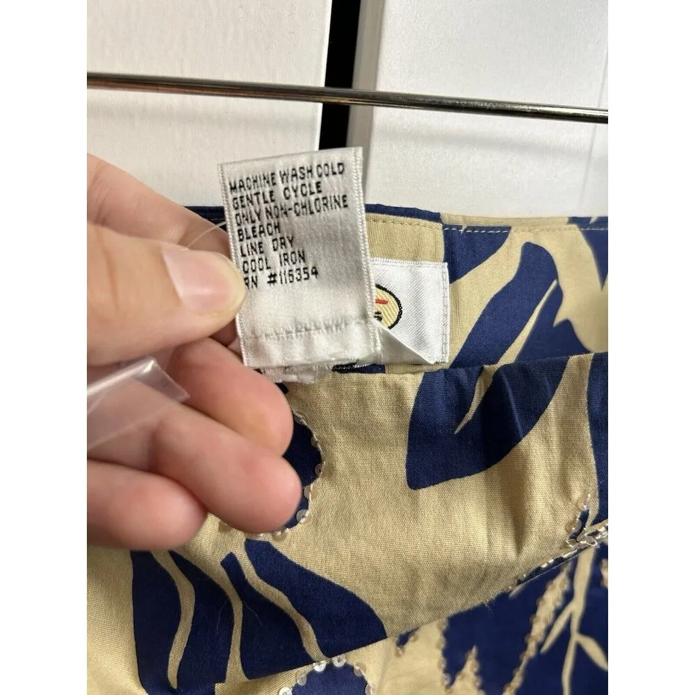 Talbots Floral A Line Skirt Sz 14‎ Brown Blue Floral Sequins Aloha Tropical - Image 8