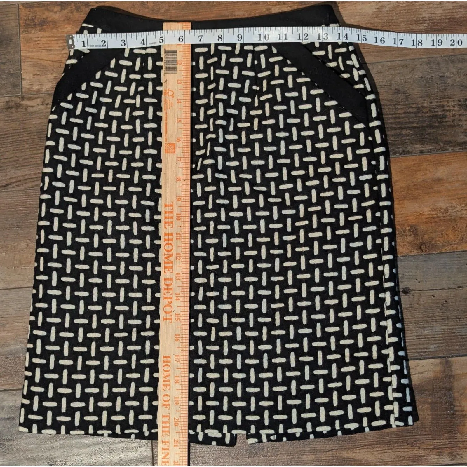 Talbots Petites Black White Wool Blend Pencil Skirt Size 2P Italian Fabric - Image 5