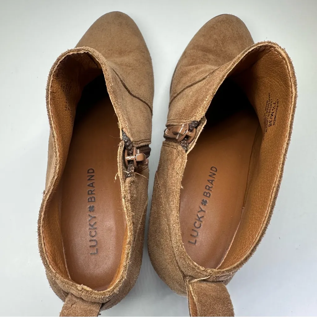 Lucky Brand Women's Brown Suede Zipper Ankle & Booties Boots SZ 7.5 Boho Shootie - Image 8