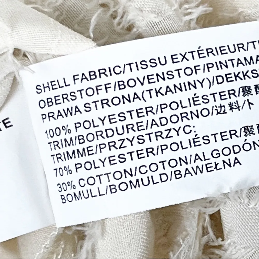 MOON RIVER Cream Crop Raised Polka Dots Lace Trim Sheer Long Sleeves Top Small - Image 4