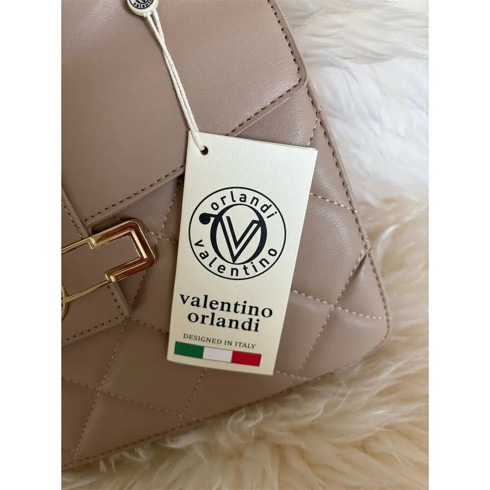 Valentino Orlandi Women's Tan Quilted Crossbody Shoulder Bag Tan - Image 4