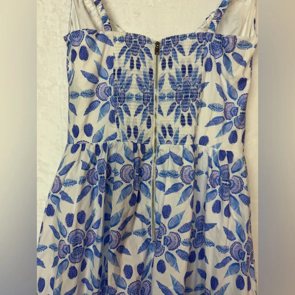 Hill House 100% Cotton Romantic Clean Juliana Blue Shell Mosaic Dress SZ Large - Image 10