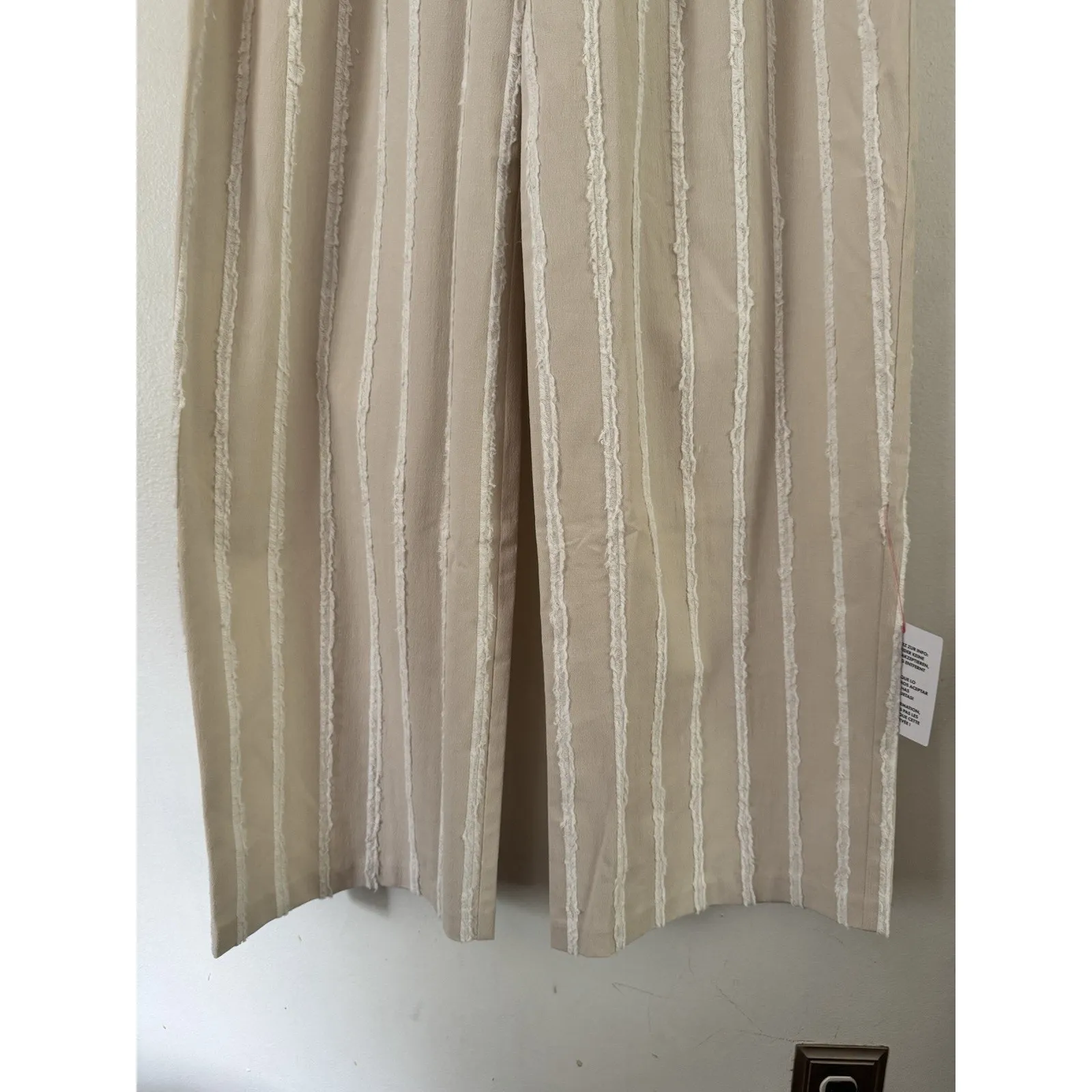NWT ASOS TopShop Textured Striped Beige Wide Leg Pants Women’s Size 4 - Image 8