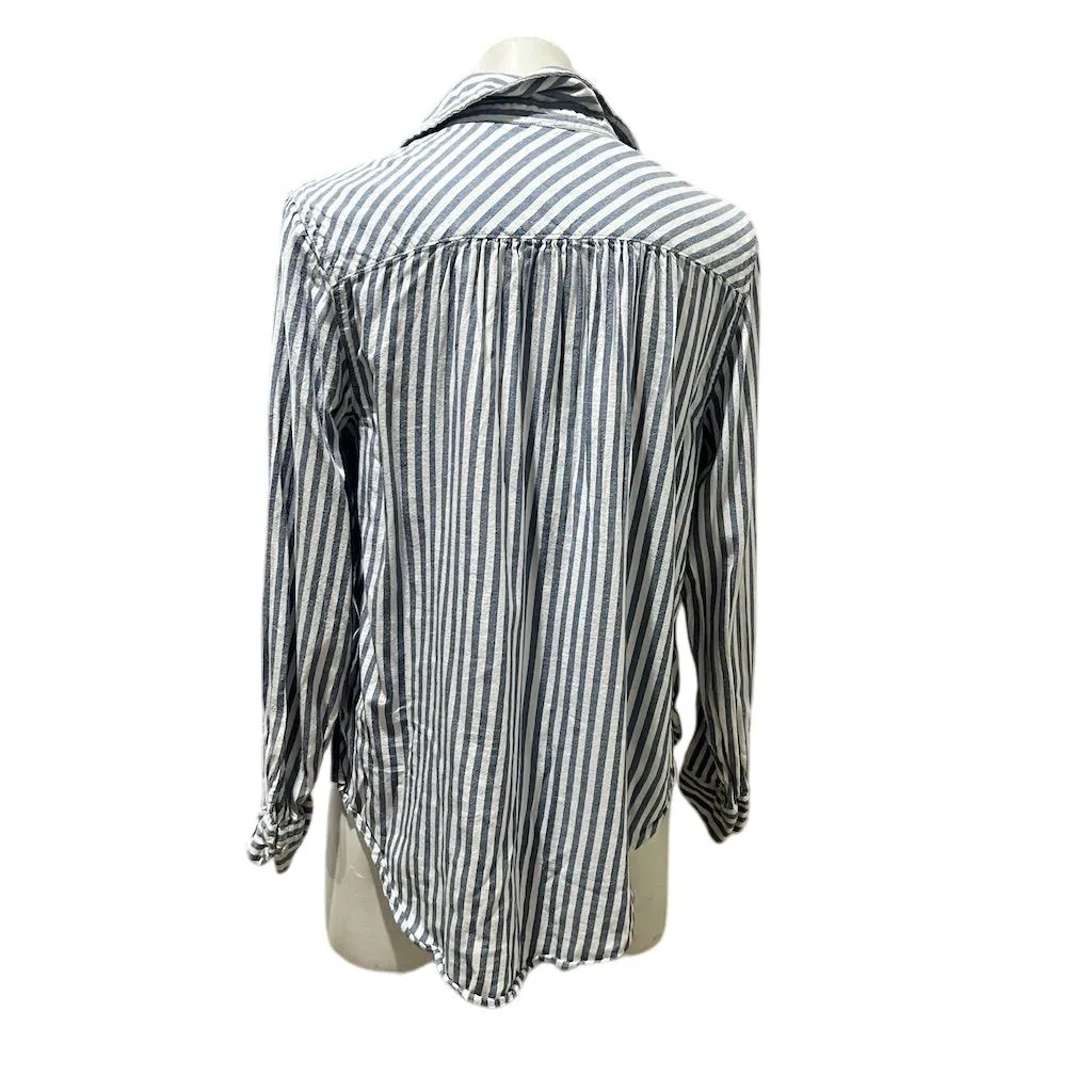 Aerie Women's Striped Long Sleeve Button-Up Shirt Multicolor Size M - Image 4