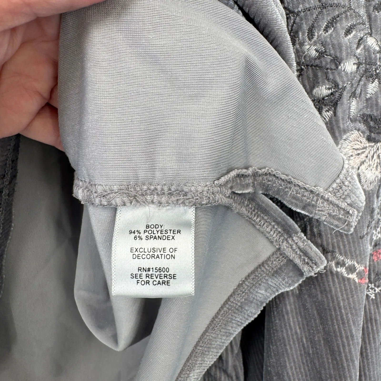 Anthropologie Kate & Sam Corduroy Embroidered Top Womens Large Gray Boho Hippie - Image 7