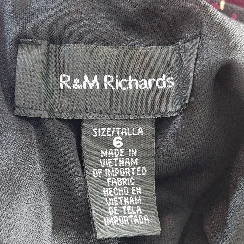 R&M Richards Black and Red Floral Cocktail Jumpsuit NWT Size 6 Wedding Guest - Image 7