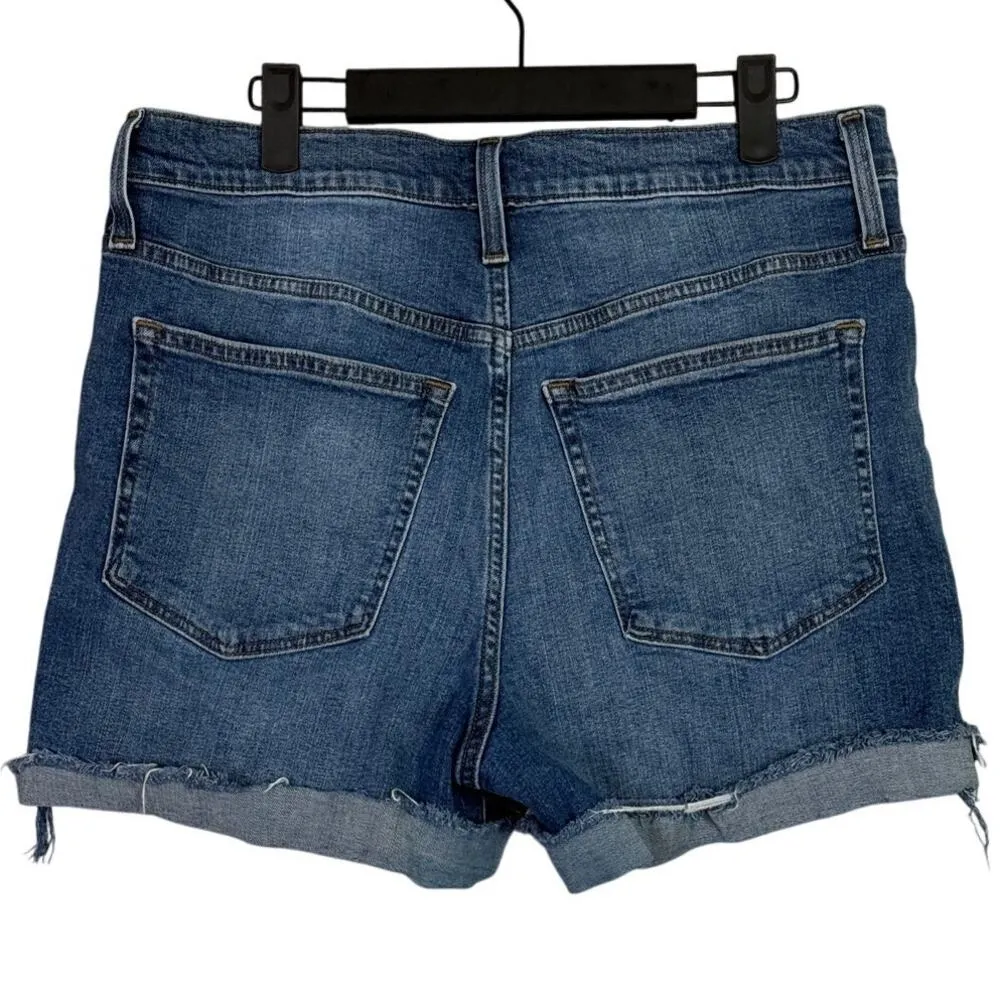 J. Crew High Waisted Cotton Distressed Raw Hem Cut Off Denim Shorts 30 Blue - Image 11
