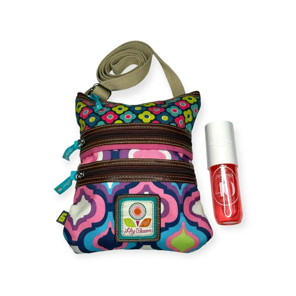 Lily Bloom ✿ Lightweight Crossbody Multi Zipper Pocket Bag ✿ Flower Power Print - Image 14