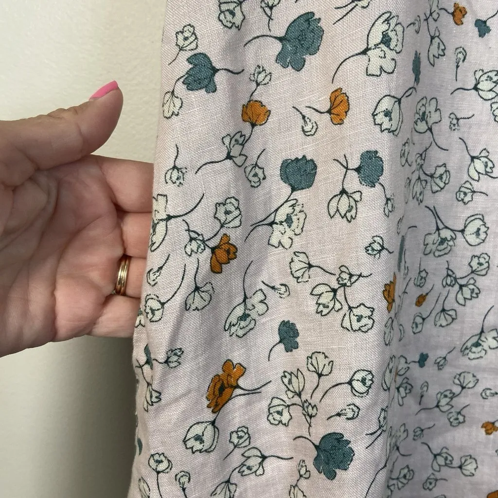 Cynthia Rowley 100% Linen Aline Floral Dress Lagenlook Beach Cottagecore Size XS - Image 3