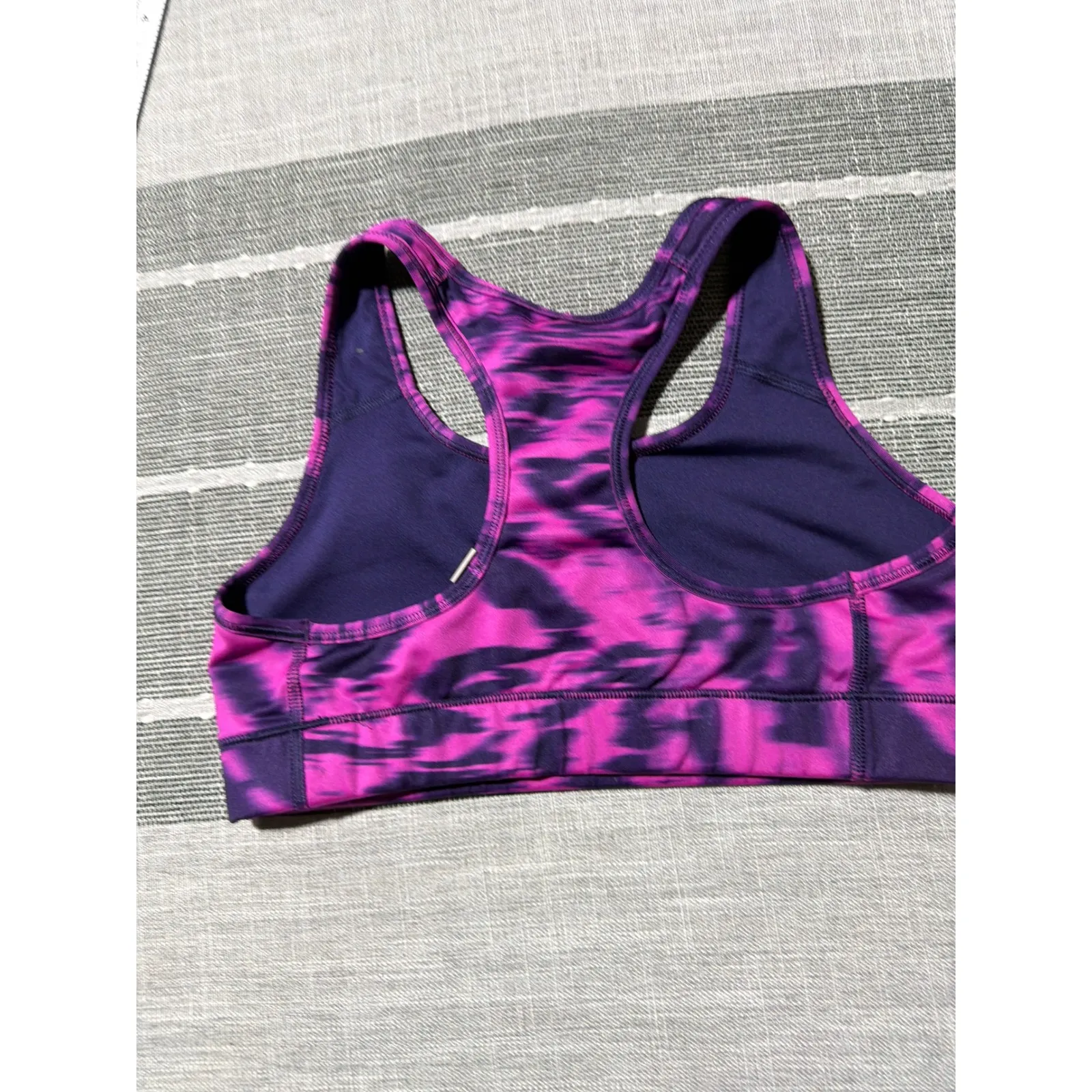 Nike Dri Fit Sports Bra Pink Purple Tie Dye Racerback Athletic Workout Women S - Image 6