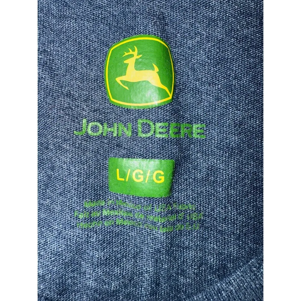 John Deere Women's Graphic Tee Deer Floral Print Blue Gray Short Sleeve Large - Image 3