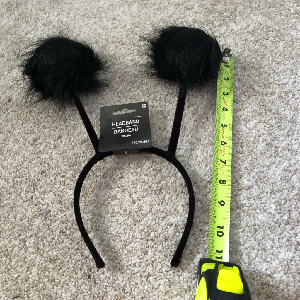 New Halloween costumes cosplay party Black Fuzzy Pom Pom Headband - Image 3