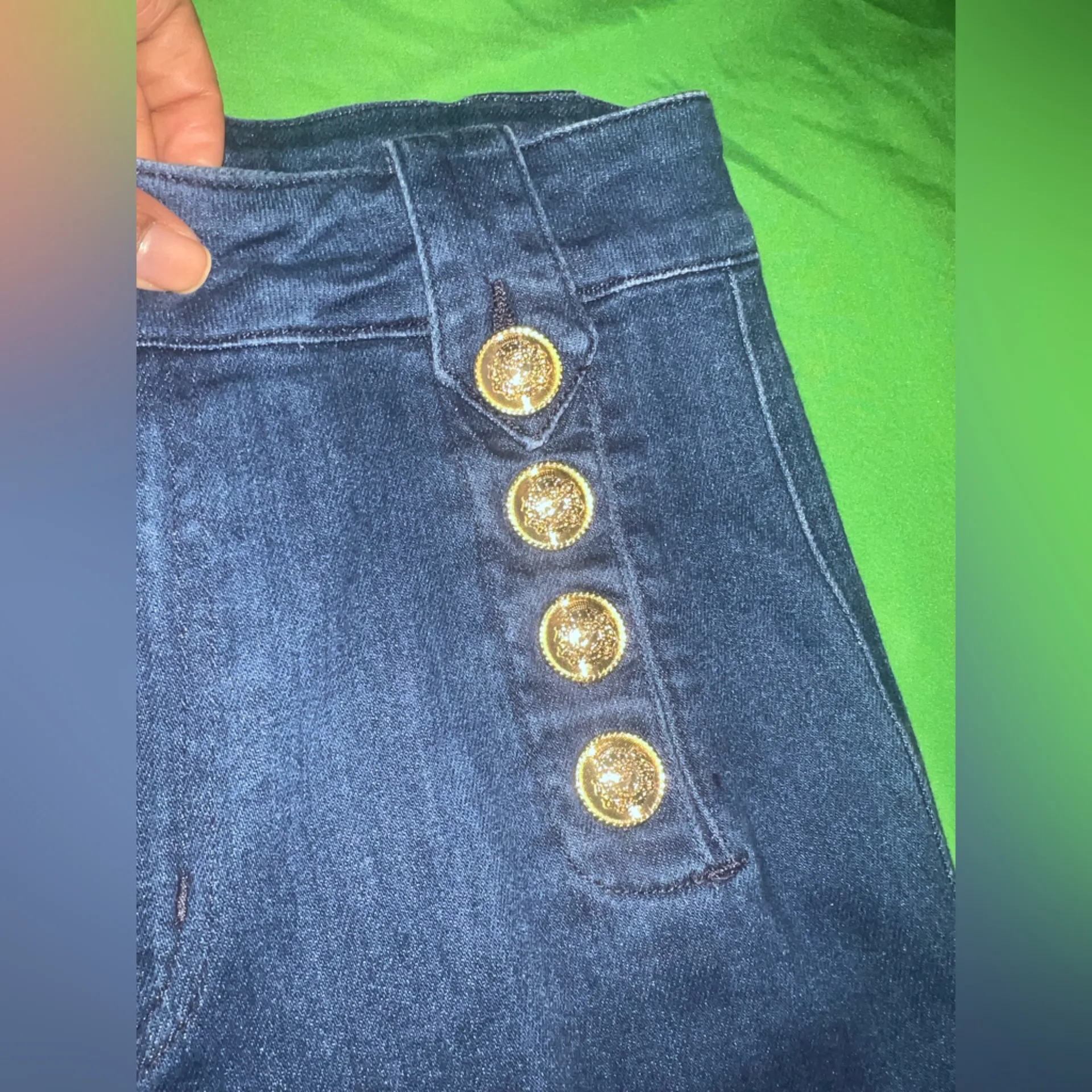 Derek Lam 10 Crosby Robertson Cropped Sailor Jeans w Gold Button Accents sz 27 - Image 6