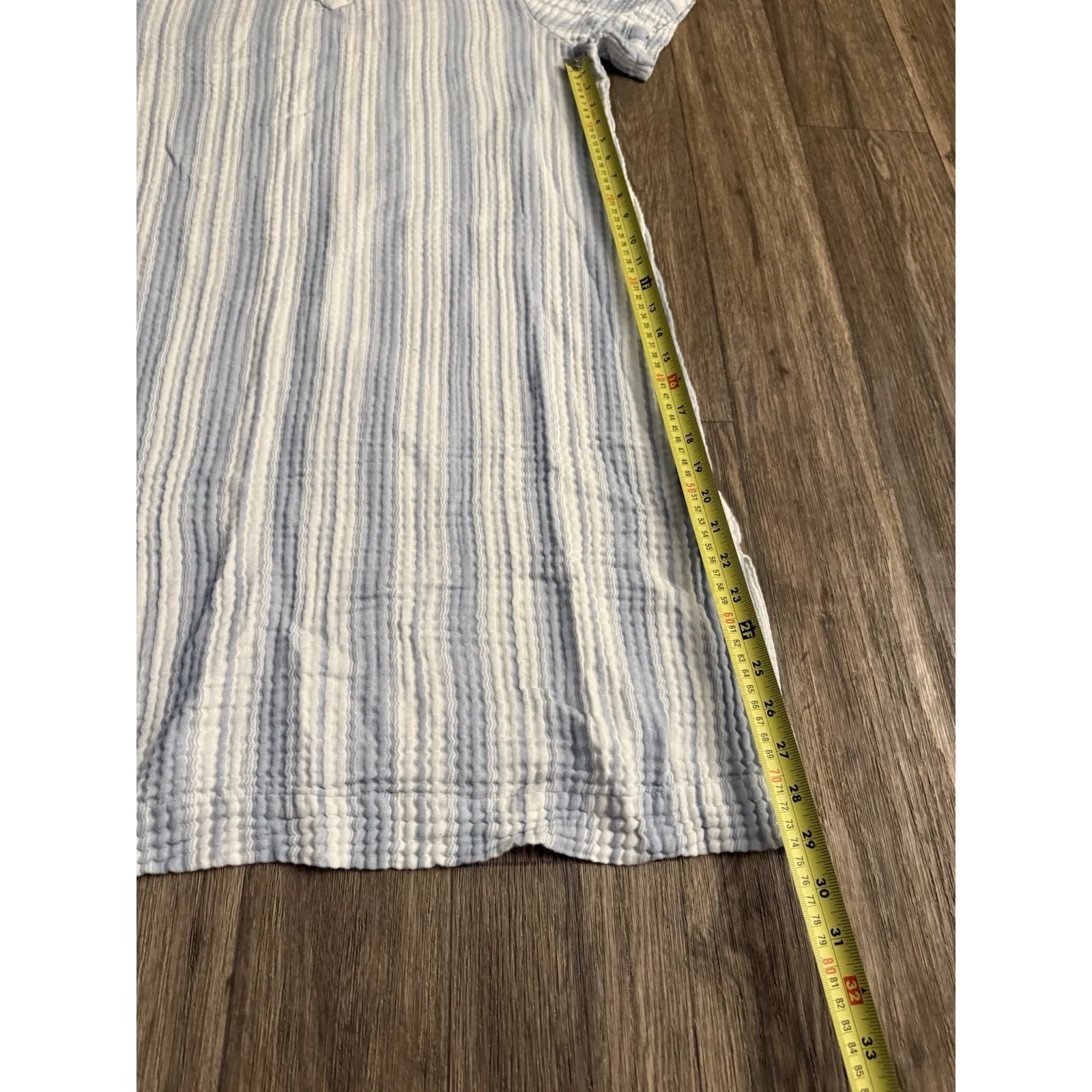 HAVEN WELL WITHIN Organic Cotton Gauze Striped Sleep Dress‎ Women's LXL White Size XL - Image 3