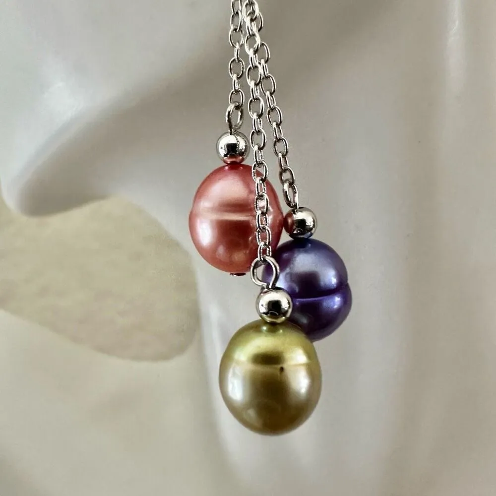 Honora dyed dangling pearl sterling silver earrings - Image 3