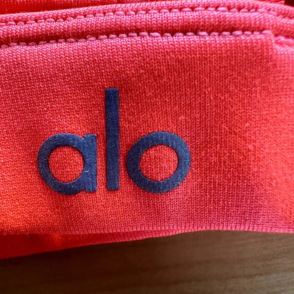 Alo Yoga Sunny Strappy Sports Bra Quick Dry Light Support Workout Orange Small - Image 4