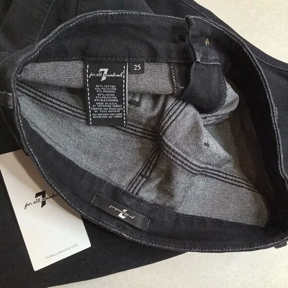 7 For All Mankind Jeans 25 High Waist Skinny Rhinestone Pocket‎ Rinsed Bl… - Image 5