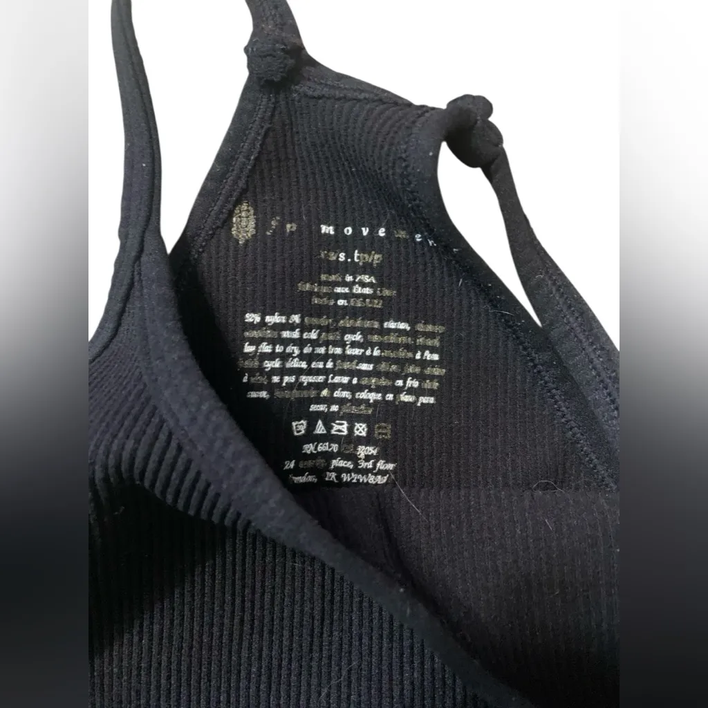 Free People Movement Happiness Runs Sz XS/S Black Ribbed Halter Crop Top - Image 3