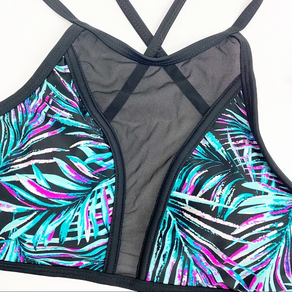 Island Soul Tropical Palm Leaf High Waisted Bikini - Image 4