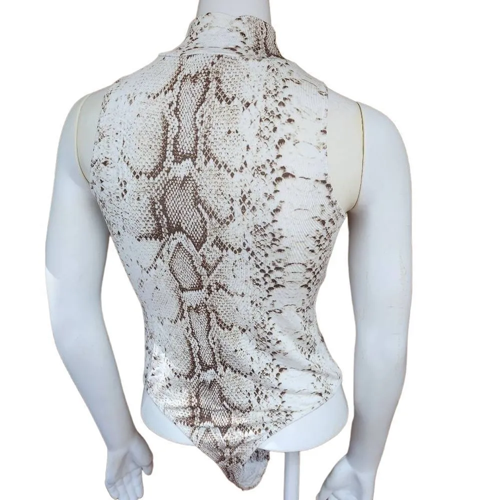 Bar III Snakeskin Patterned Sleeveless Bodysuit (S) - Image 5
