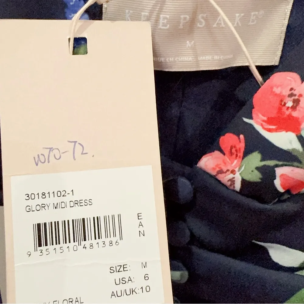 Keepsake the Label Glory Midi Dress Navy Floral Size M New with Defects Blue Size M - Image 5