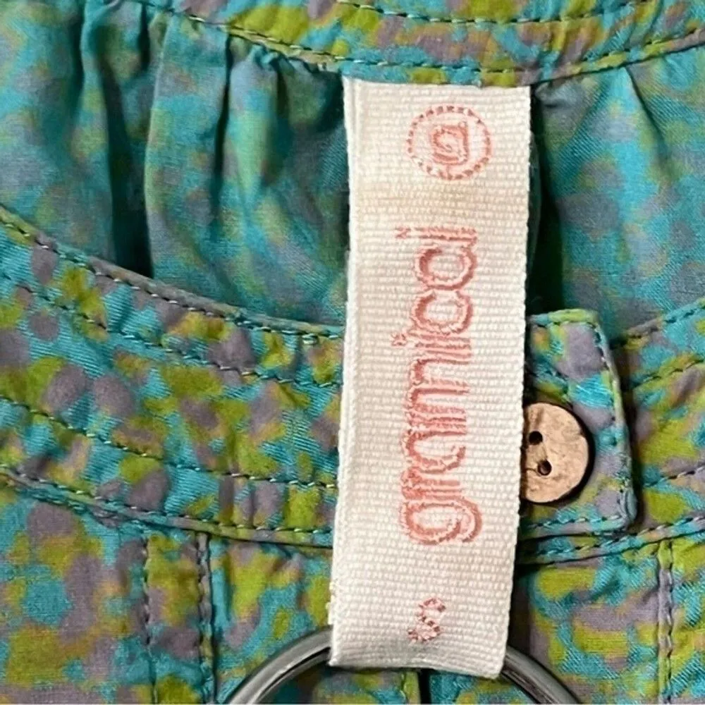 Gramicci Womens Rayon Micro Floral Button Popover Top Blouse Size S Multicolor Green - Image 7