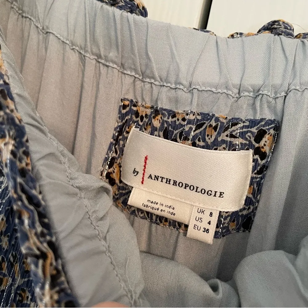 Anthropologie Kira Off the Shoulder Peasant Midi Dress Floral Metallic Sz 4 - Image 13