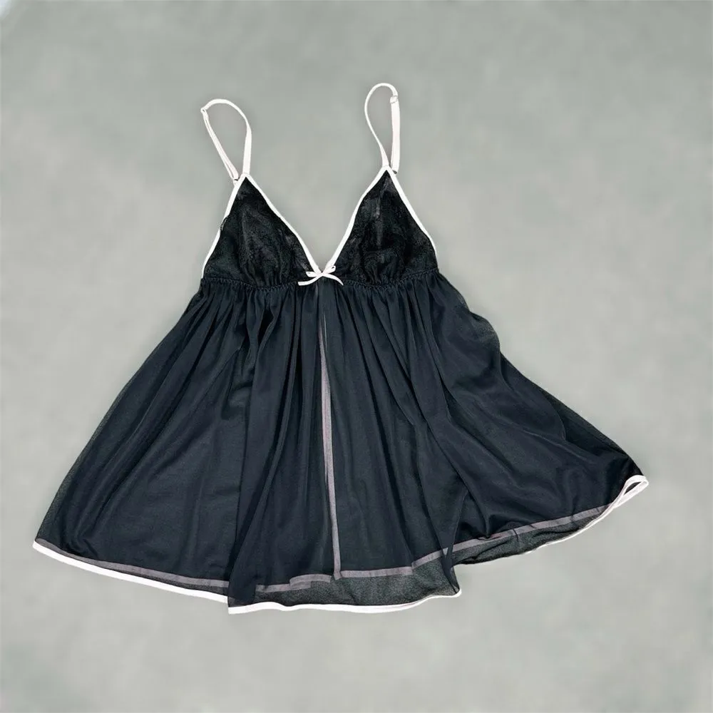 Victoria’s‎ Secret Sheer Babydoll Nightie Top Black Small Split Back Coquette - Image 13