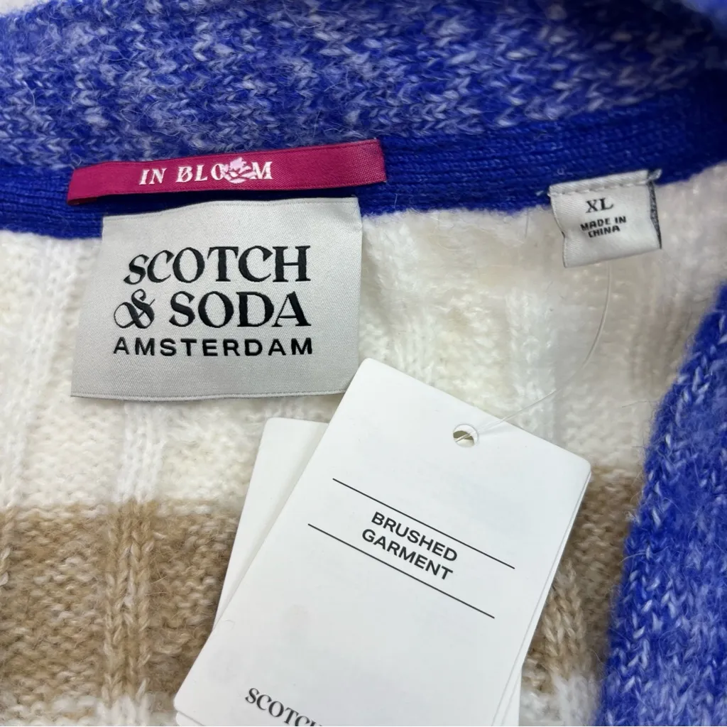 Scotch & Soda Brushed Mid-length Striped‎ Cardigan Womens Size XL Wool Blend NEW - Image 3