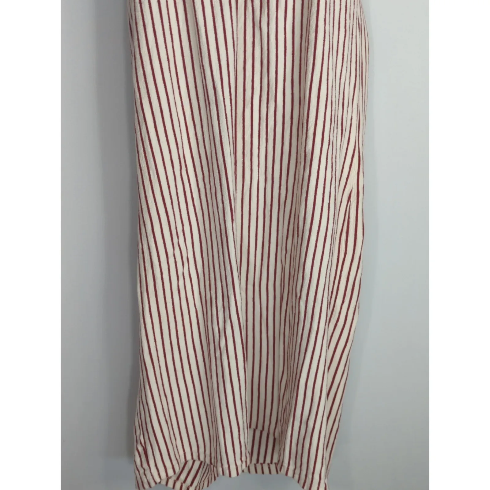 Zara Burgundy & Cream Striped Midi Dress Women's Medium Empire‎ Waist Shift - Image 4