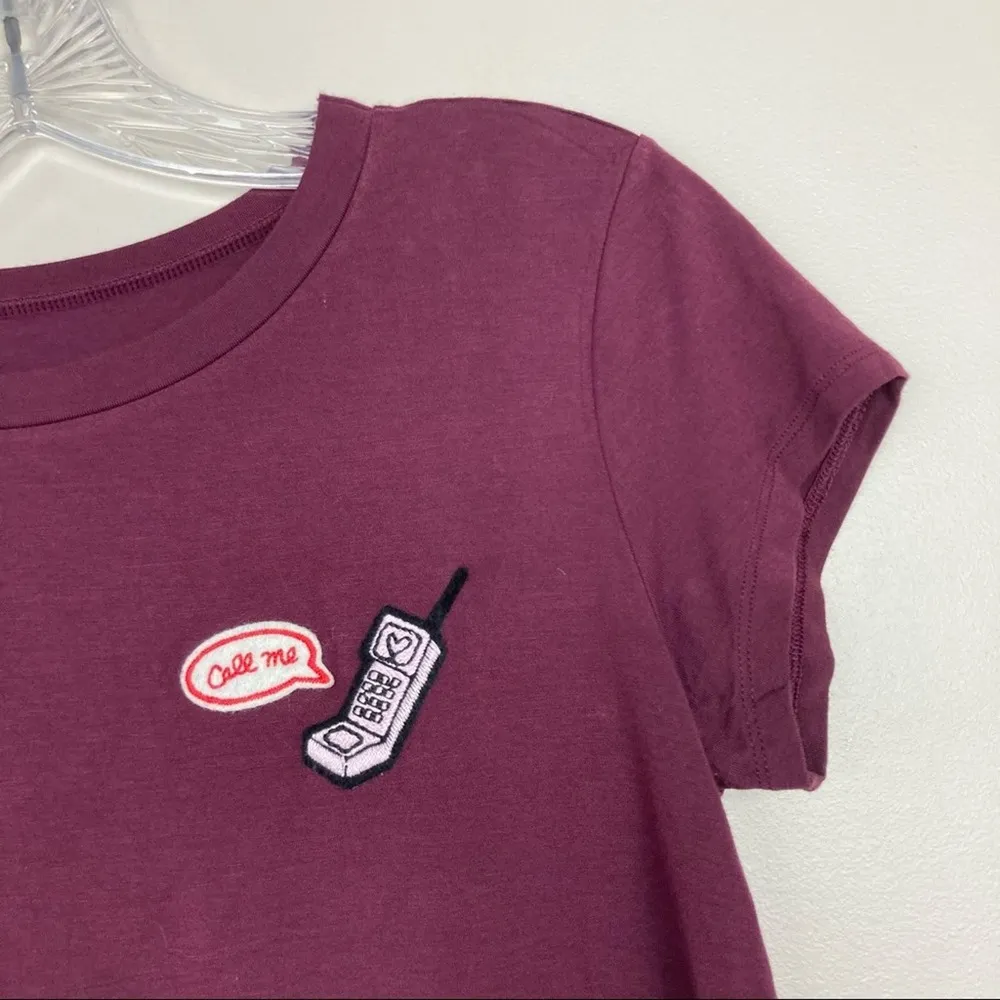 American Eagle Soft & Sexy Maroon Call me T Shirt Sz S - Image 2