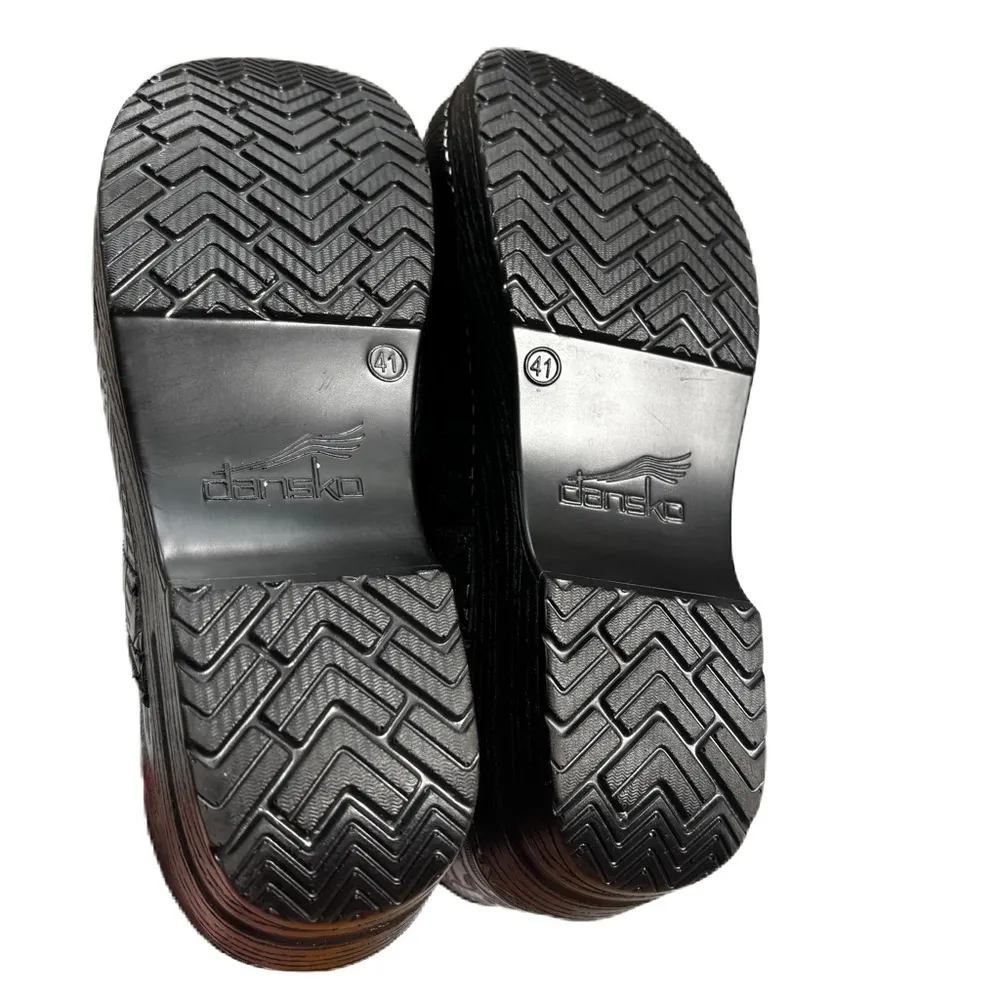 Dansko Winona Black Tooled Leather Mules Slip Resistant Clogs Work Shoes Size 41 - Image 8