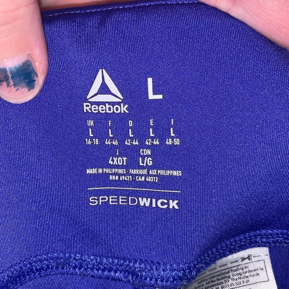 REEBOK Women's 3/4 Capri Athletic Pants Leggings Colorblock Blue Gray Black - Image 7