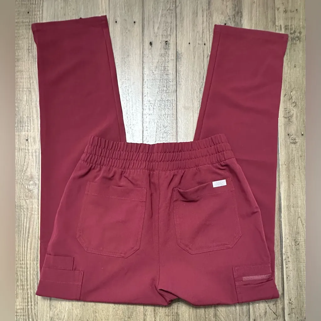 NWT FIGS High Waisted Yola Skinny Scrub Pants - XSP - Burgundy - Image 8