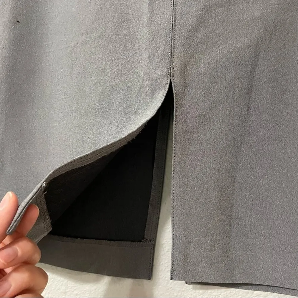 Bebe Grey Stretch Front & Back Slit Dark Academia Pencil Skirt Womens 4 Preppy - Image 2