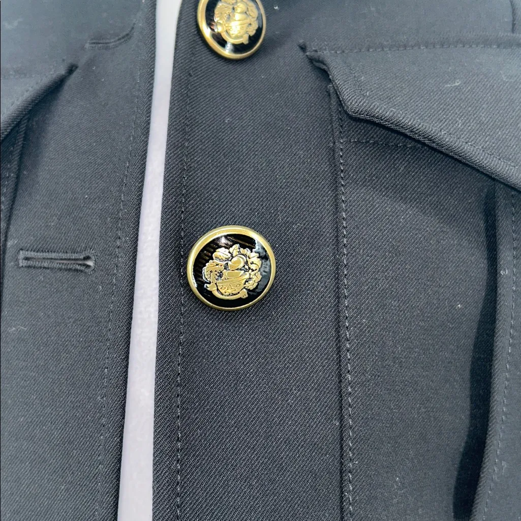 Veronica Beard Fulham Black Wool Blend Cropped Jacket Blazer Gold Buttons Size 0 - Image 5