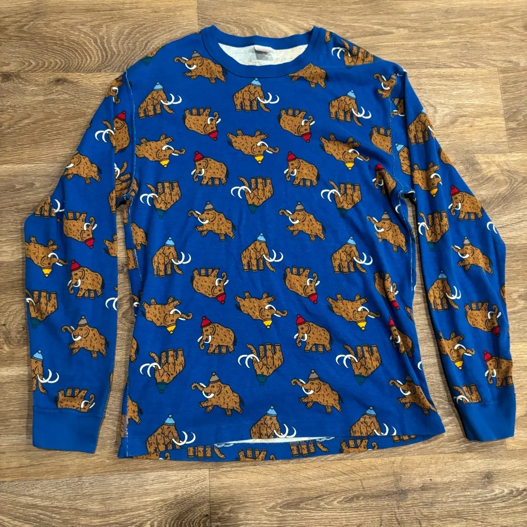 Hanna Andersson “Merry Mammoth” Organic Cotton Long John Pajama Top – Adult L Size L - Image 2