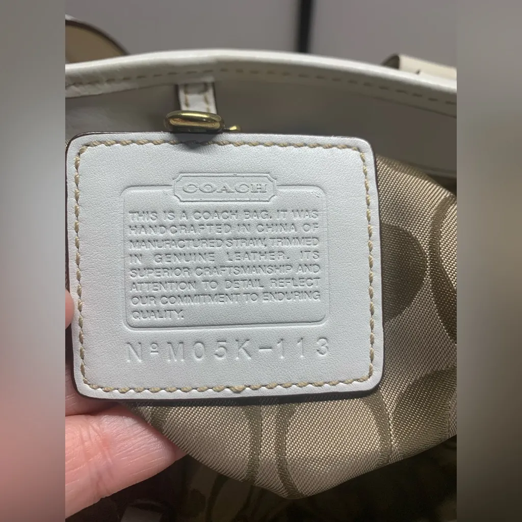 Coach Legacy White Leather Woven Straw Rattan Tote Satchel Vintage Y2K - Image 9