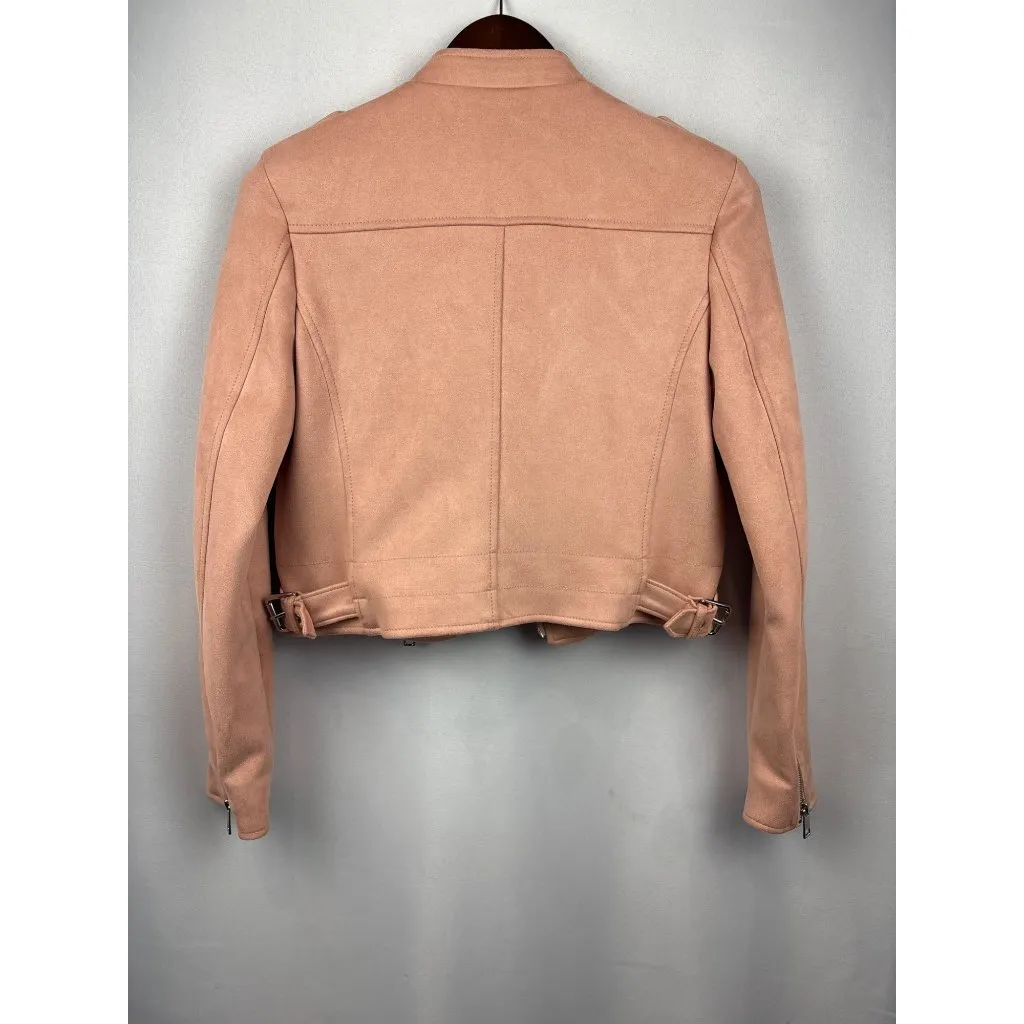 Women’s Banana Republic XS Peach Suede Biker Jacket - Image 3