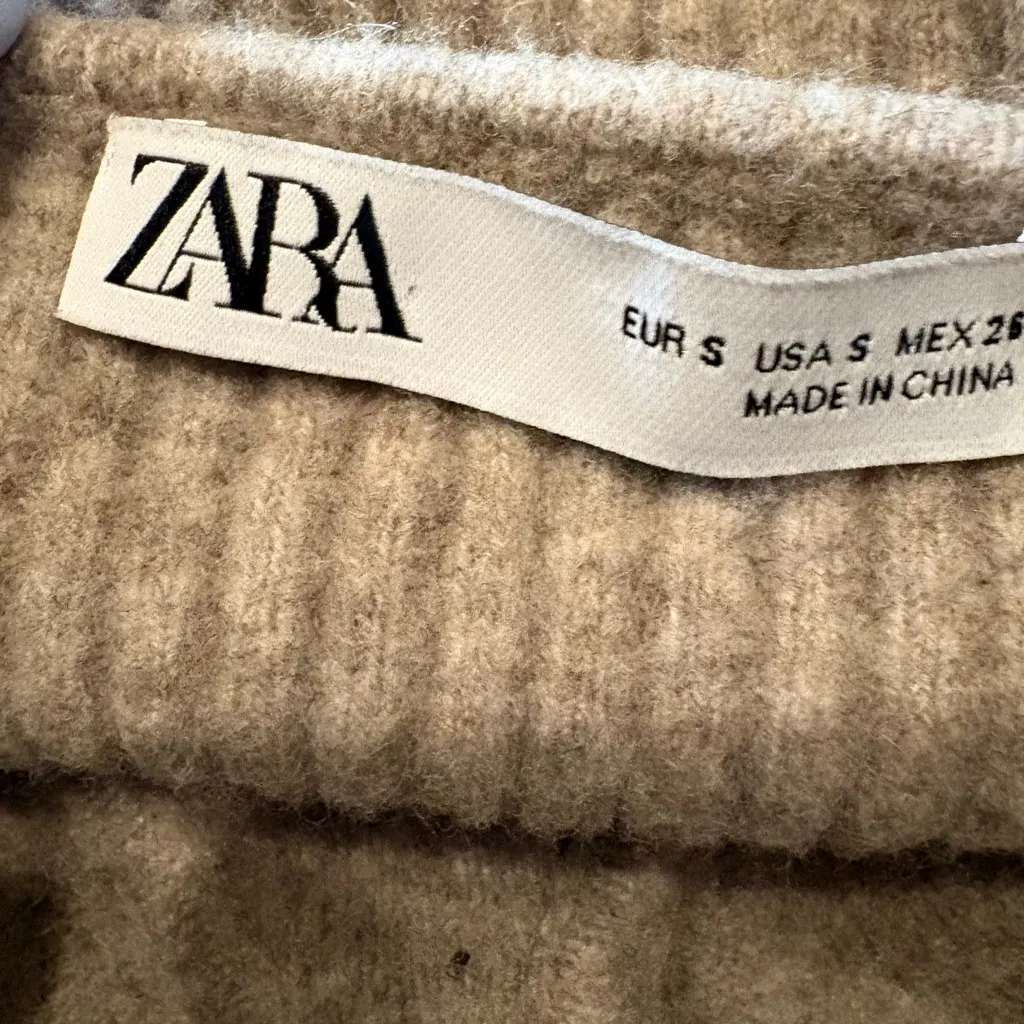 ZARA •  knit sweater tank tan small - Image 3